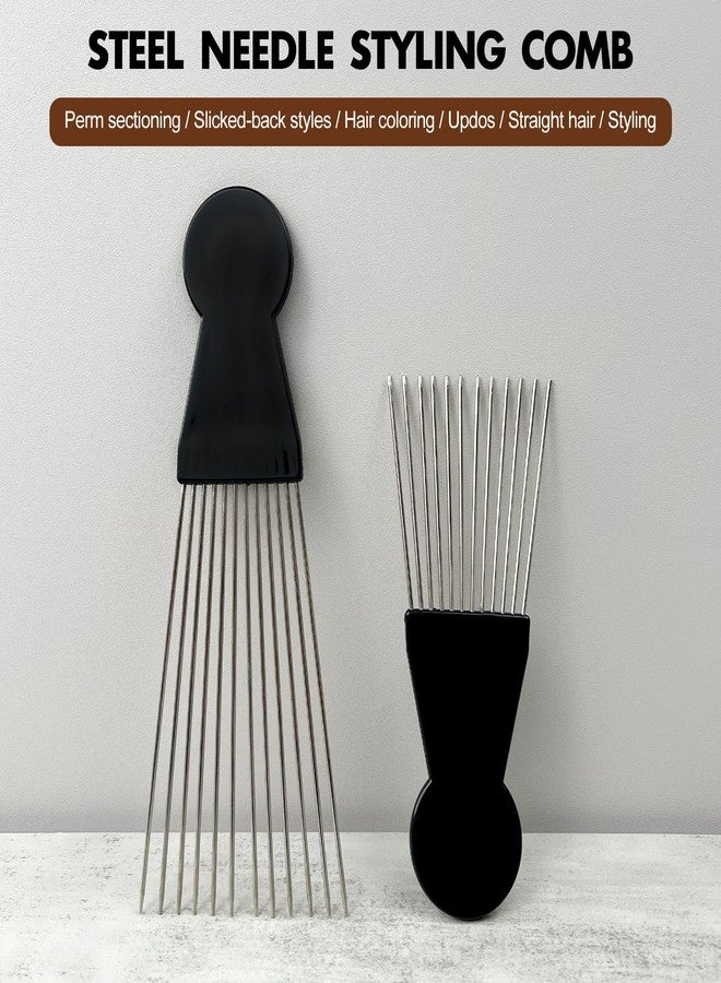 Zoolinn 2PCS Detangling Comb Set for Braid Styling – Metal Afro Comb for Women, Men, Wigs, Salon & Home Use, Hairdressing, Barber and Afro Picks - Image 2